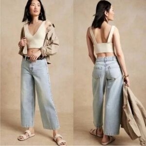 Banana Republic high rise wide leg crop jeans